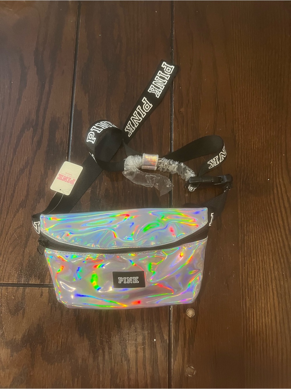 PINK Victoria's Secret Women’s Iridescent Holographic Fanny Pack
